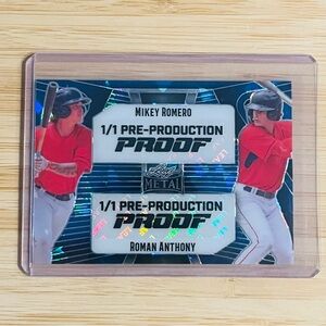 ROMAN ANTHONY, MIKEY ROMERO 2024 Leaf Metal Blue Cracked Ice Prizm Proof RC 1/1